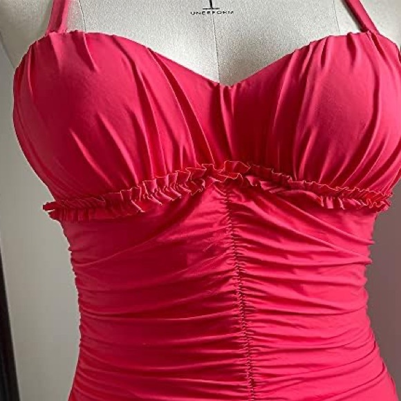 ATLANTIC BEACH turquoise one piece flattering one piece w tummy control NWT - Picture 3 of 4